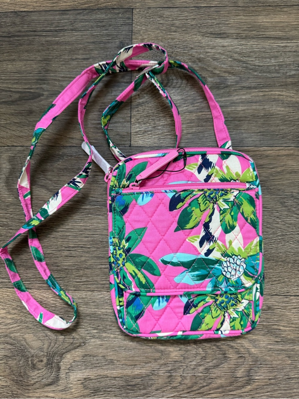 Vera Bradley Mini Hipster Crossbody Tropical Paradise Pink Green New